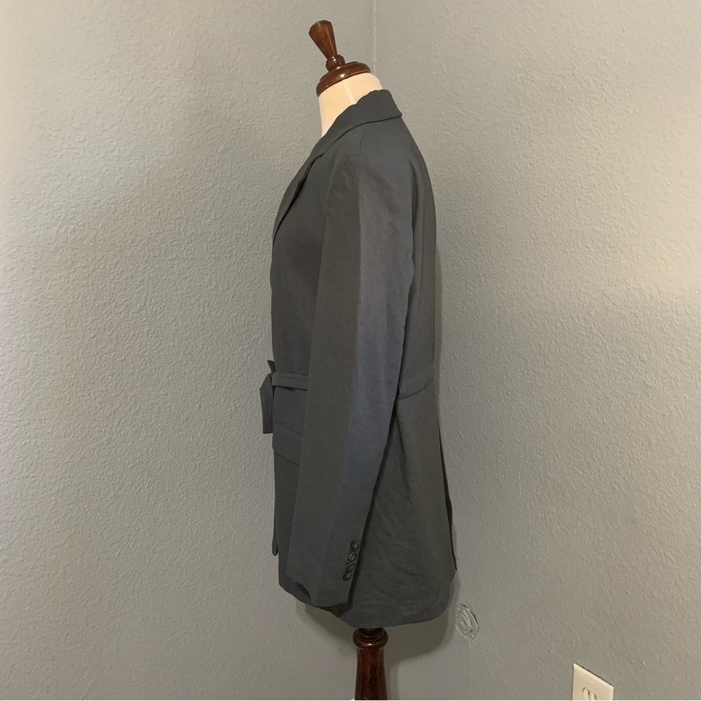 ZARA New Gray Linen Blend Belted Lapel Collar Long Sleeves Blazer Size S 2753129 - Picture 13 of 17